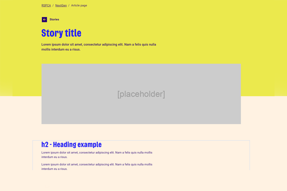 A template from inside the Liferay CMS, for stories